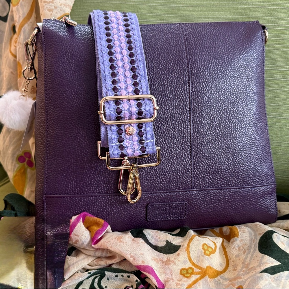 NWT Pom Pom London Westminster Leather Crossbody Bag in Nightshade